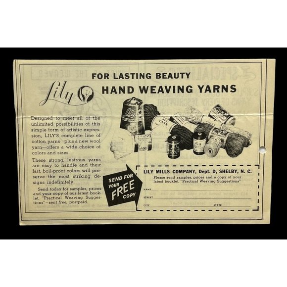 Lily Mills Hand Weaving Yarns Vintage Print Ad 1930s Practical Weaving - Picture 1 of 4